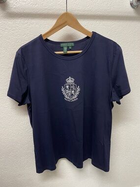 Ralph Lauren Navy Tee with White Crest